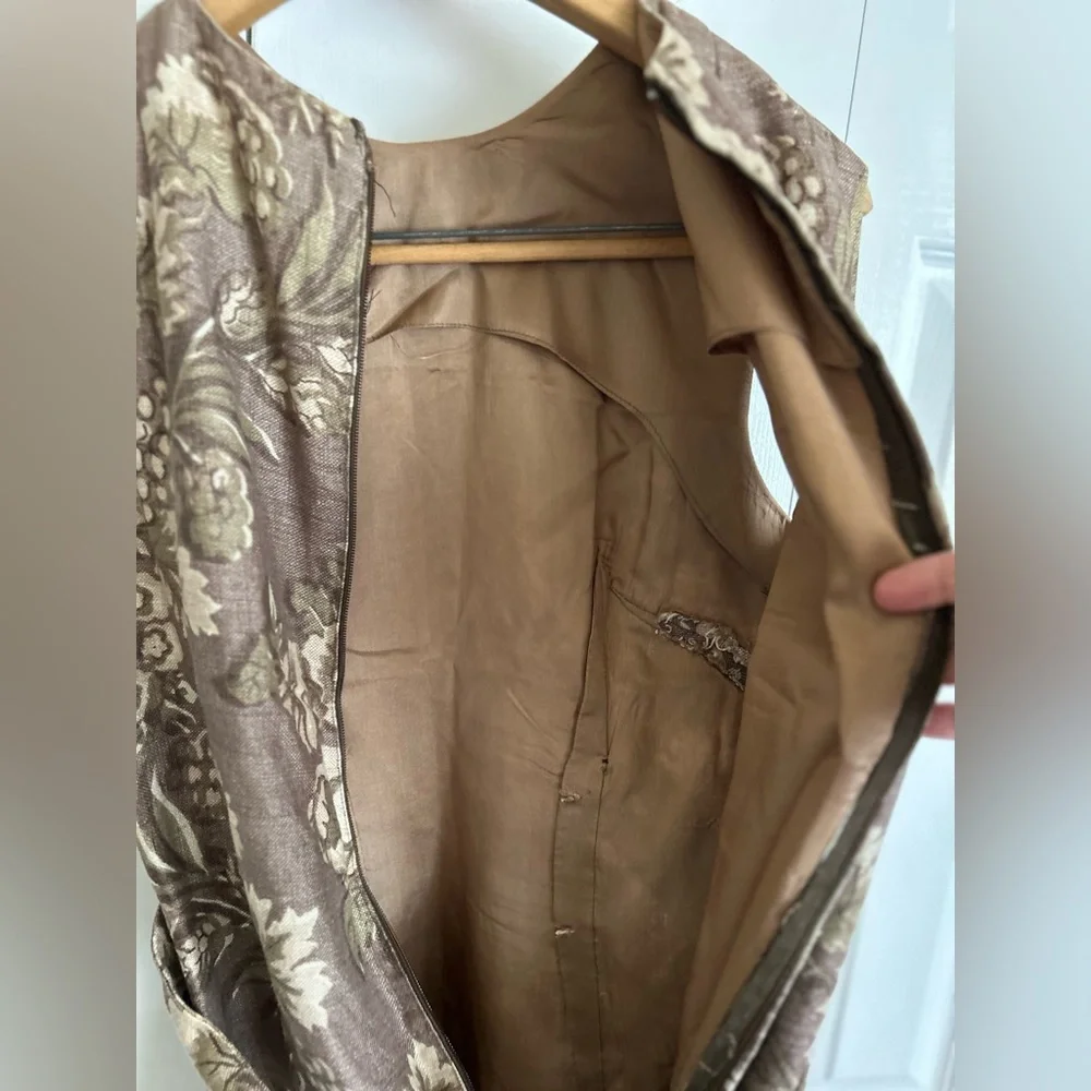 Vintage 50s linen sheath dress - Picture 7 of 16